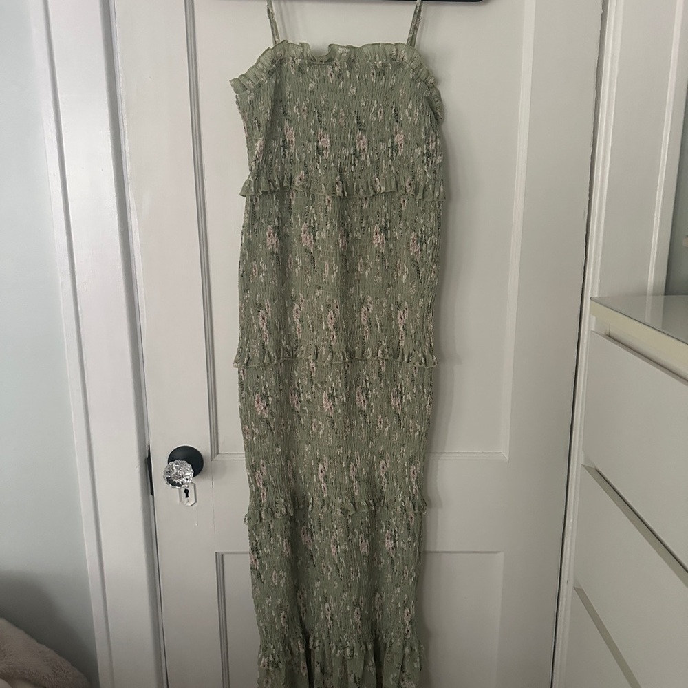 Chic Green Floral Maxi Dress